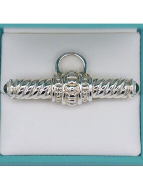 925 Judith Ripka Green Onyx Twisted Pin 2” Brooch